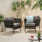 Fauteuil club d'extérieur Handford en corde avec coussins (lot de 2) par Christopher Knight Home