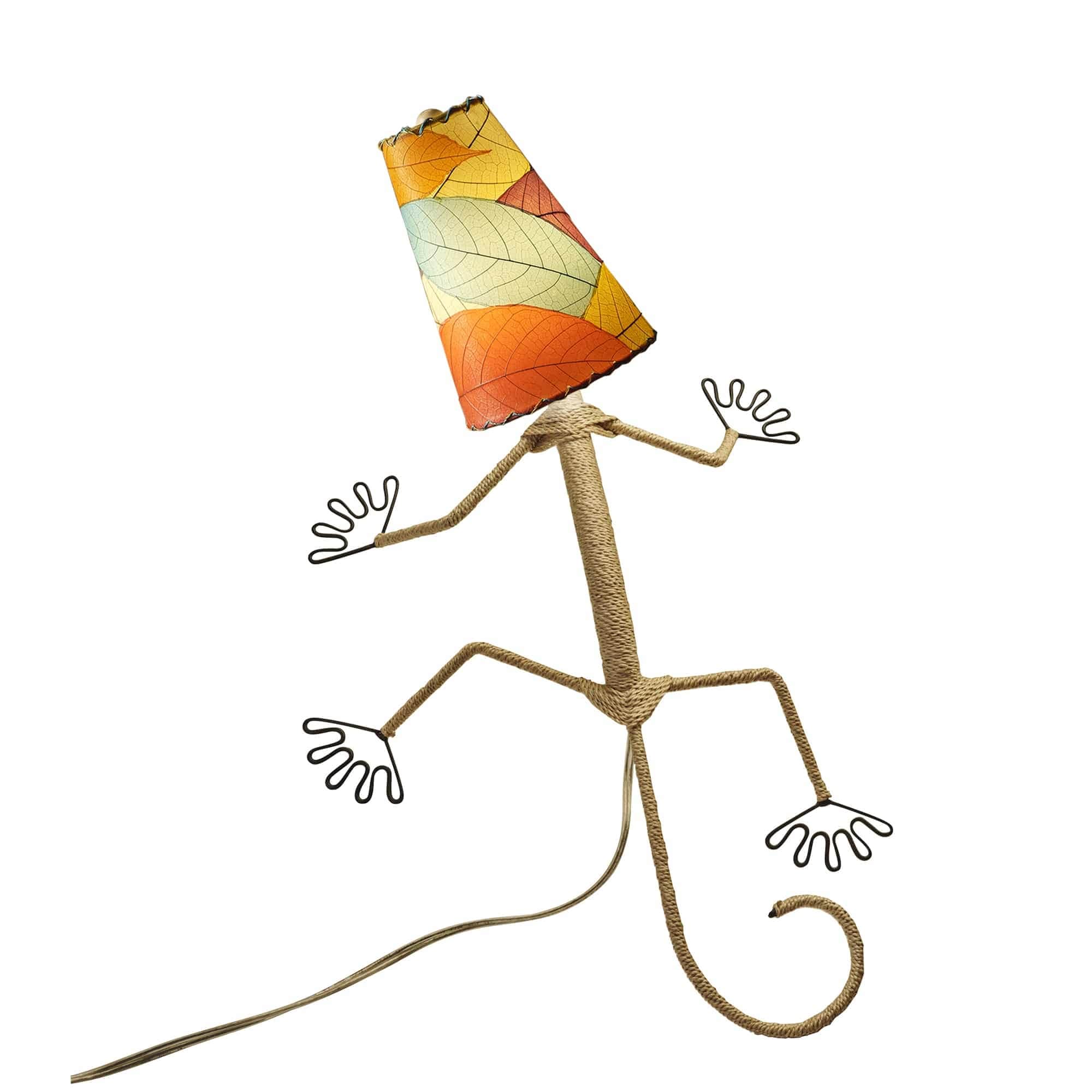 Applique murale Gecko faite main Eangee, abat-jour feuilles de cacao, 40 x 18 x 61 cm