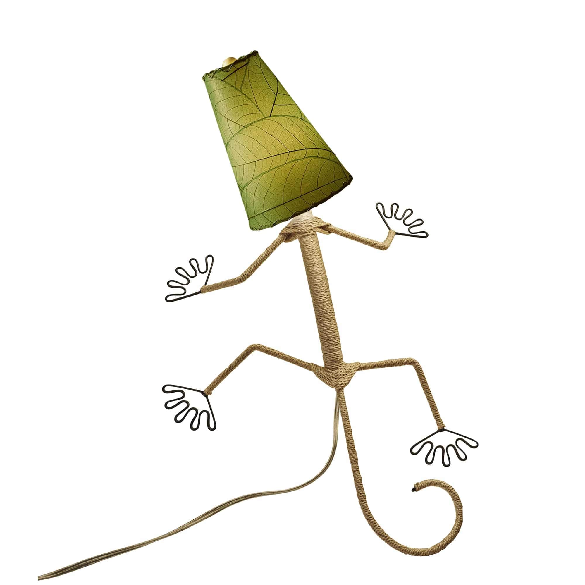 Applique murale Gecko faite main Eangee, abat-jour feuilles de cacao, 40 x 18 x 61 cm