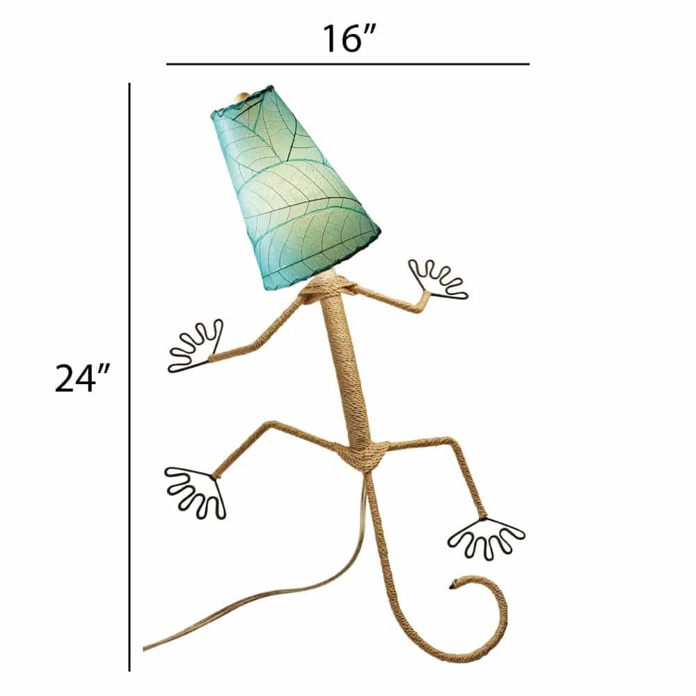 Applique murale Gecko faite main Eangee, abat-jour feuilles de cacao, 40 x 18 x 61 cm