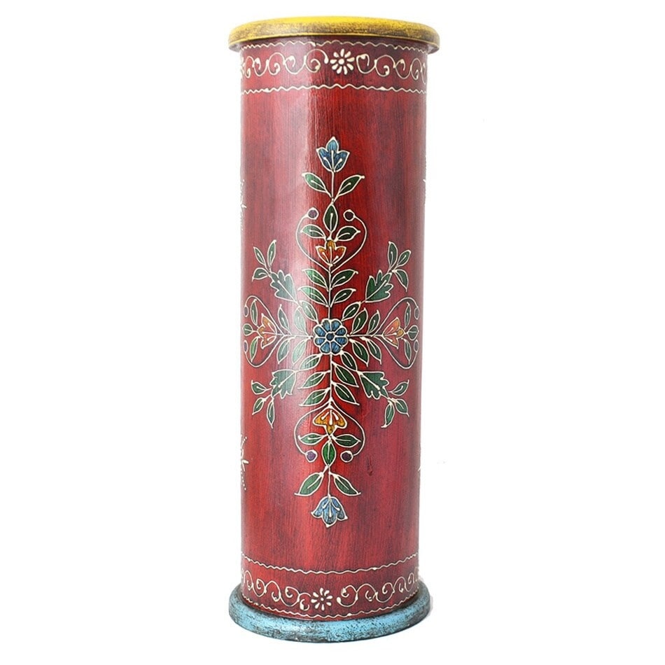 Handmade Wooden Umbrella Stand (India) - 22x7x7