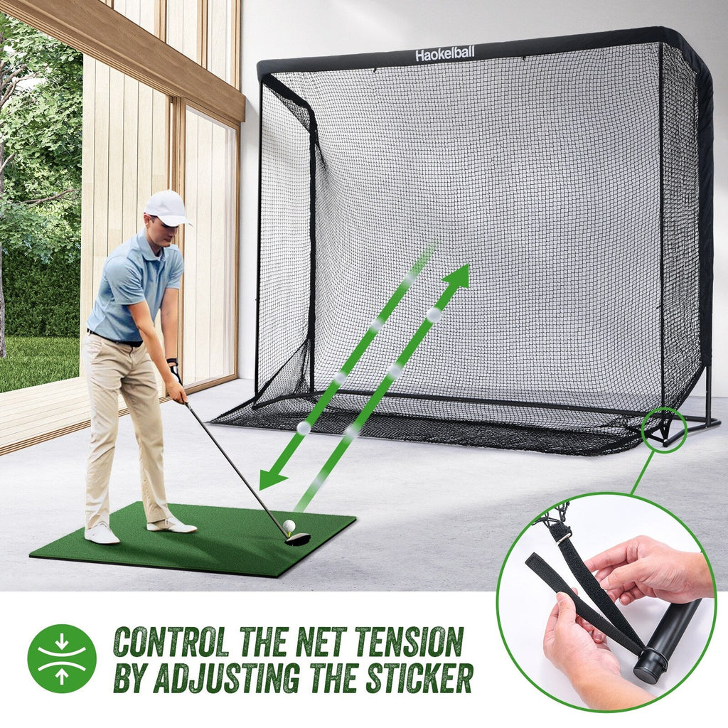 Filet de golf Haokelball 10x7,5 pieds, filet d'entraînement de golf avec toile cible, filet de frappe de golf robuste