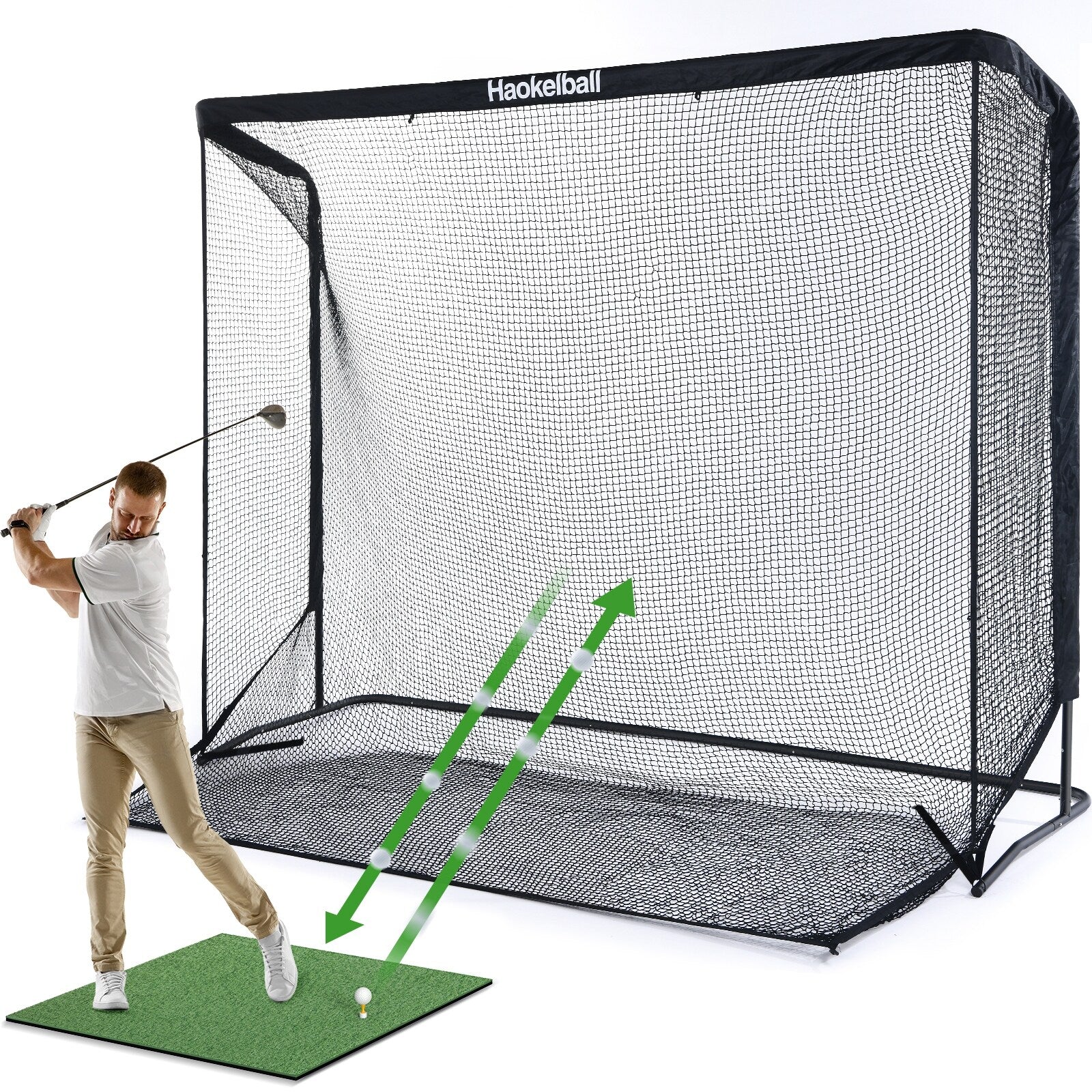 Filet de golf Haokelball 10x7,5 pieds, filet d'entraînement de golf avec toile cible, filet de frappe de golf robuste