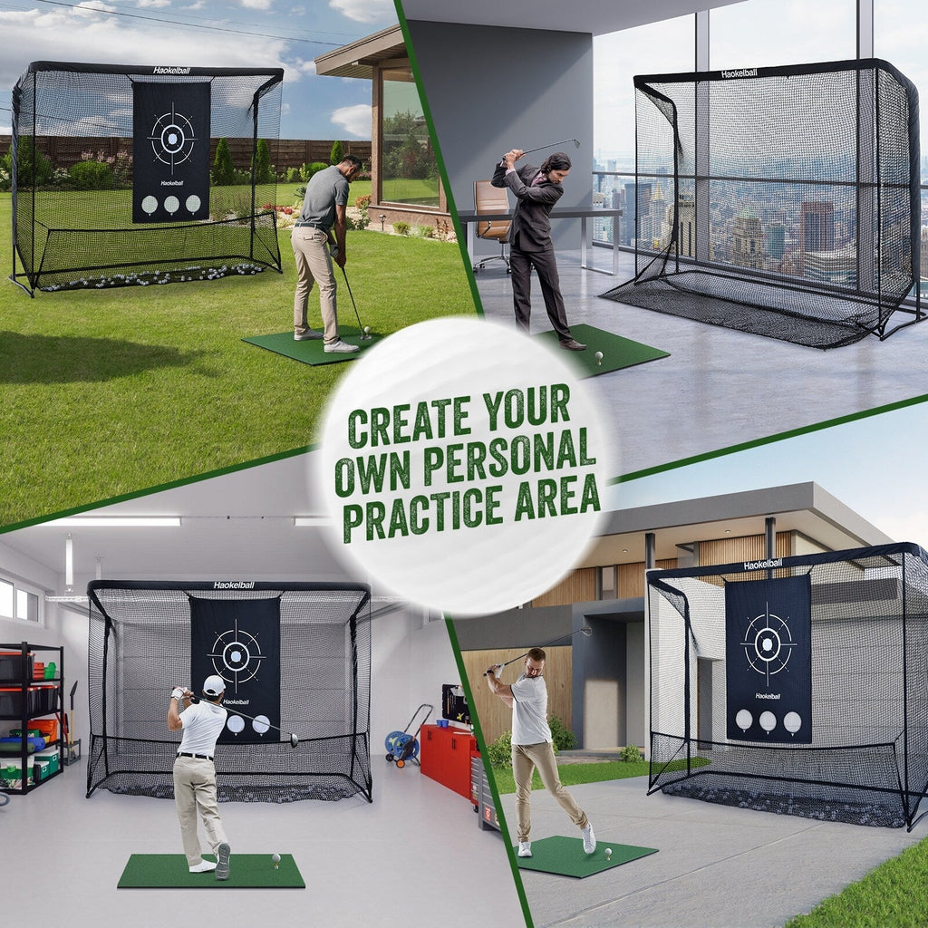 Filet de golf Haokelball 10x7,5 pieds, filet d'entraînement de golf avec toile cible, filet de frappe de golf robuste