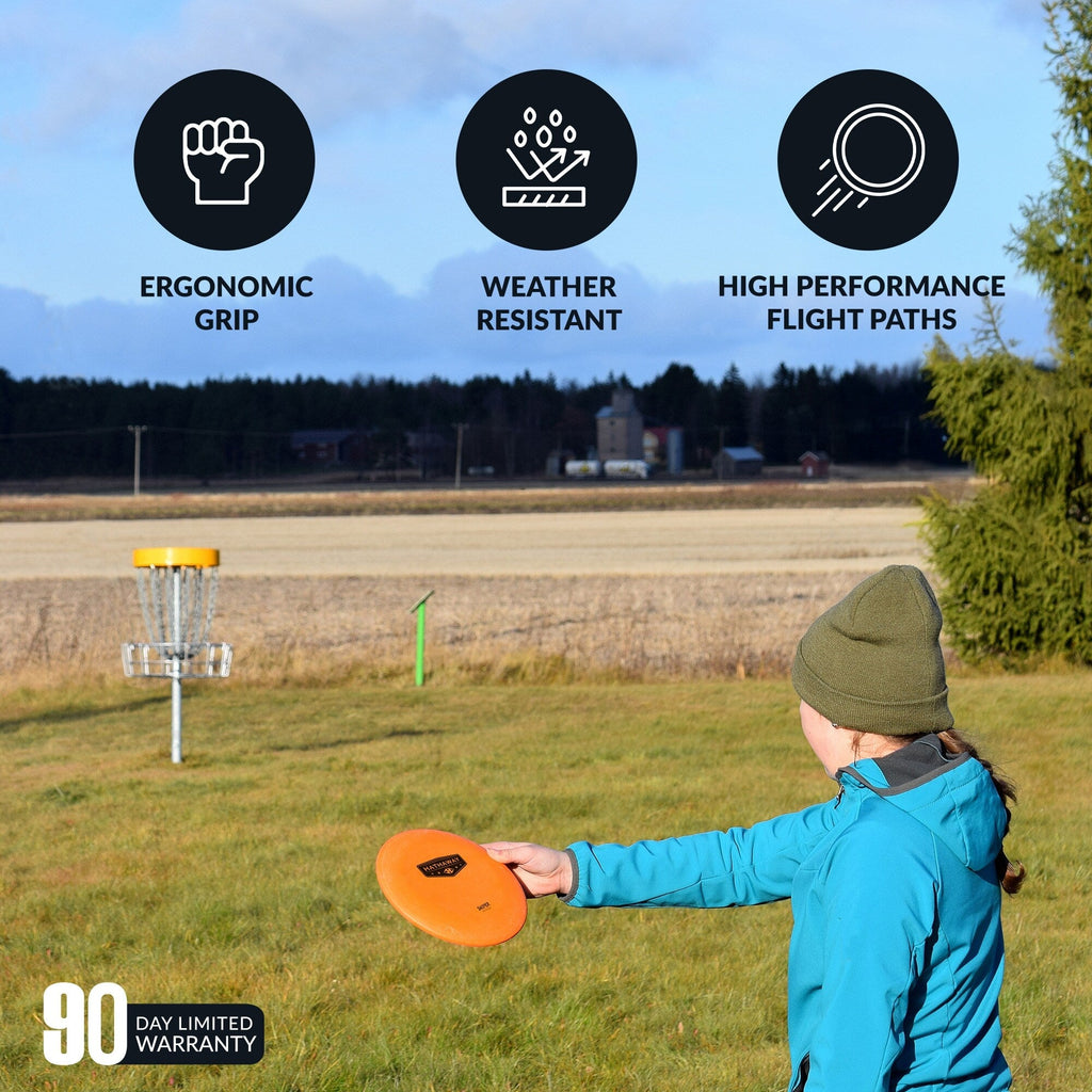 Coffret de démarrage pour disc golf Hathaway avec 6 disques et étui – 150-170 grammes, 8,25 pouces – Multicolore