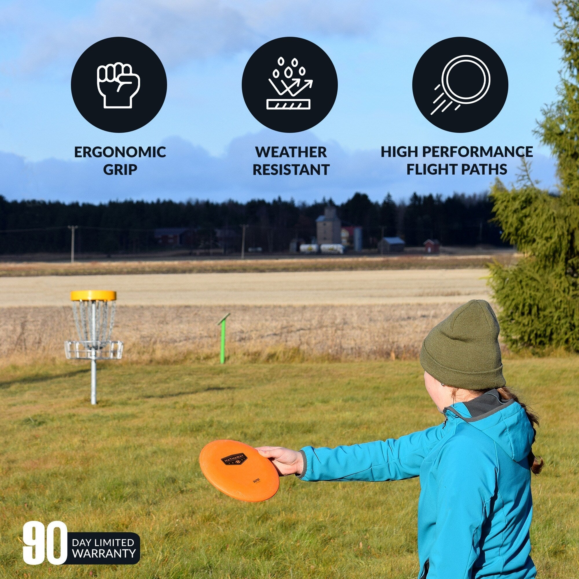 Coffret de démarrage pour disc golf Hathaway avec 6 disques et étui – 150-170 grammes, 8,25 pouces – Multicolore