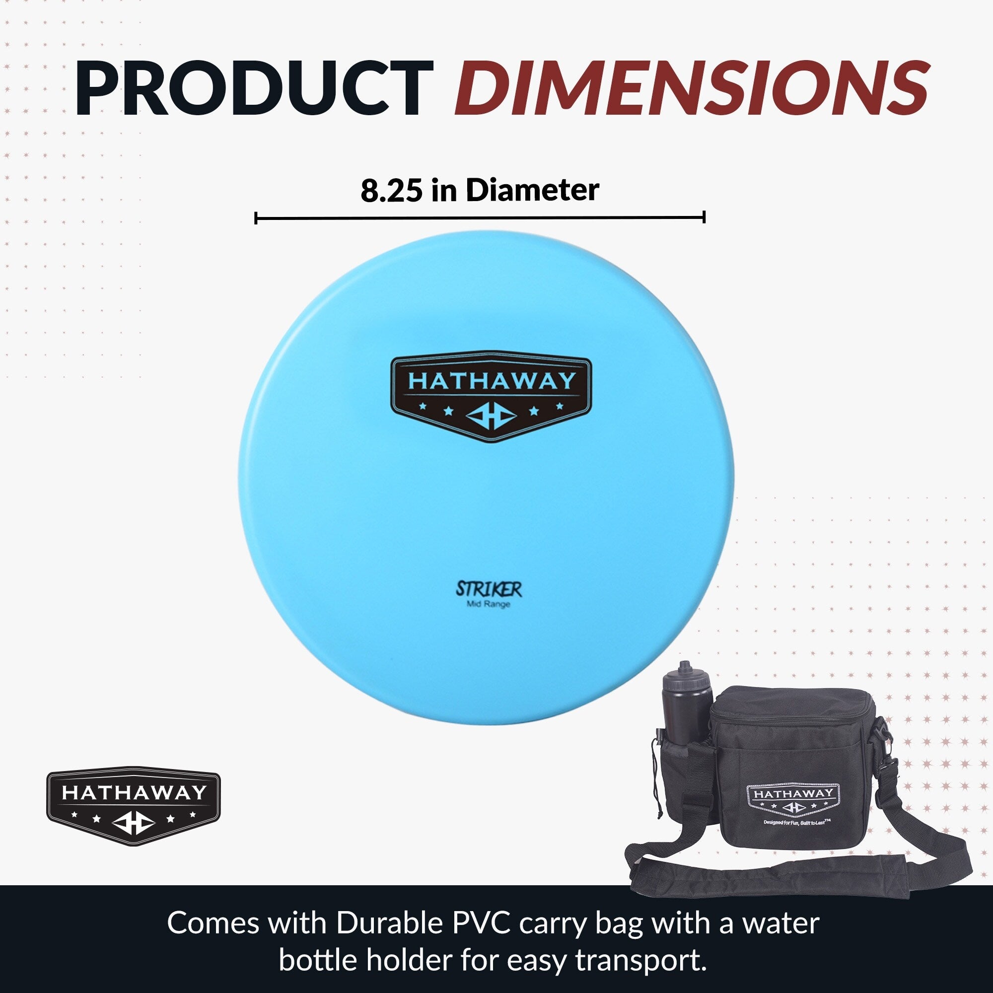 Coffret de démarrage pour disc golf Hathaway avec 6 disques et étui – 150-170 grammes, 8,25 pouces – Multicolore