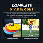 Coffret de démarrage pour disc golf Hathaway avec 6 disques et étui – 150-170 grammes, 8,25 pouces – Multicolore