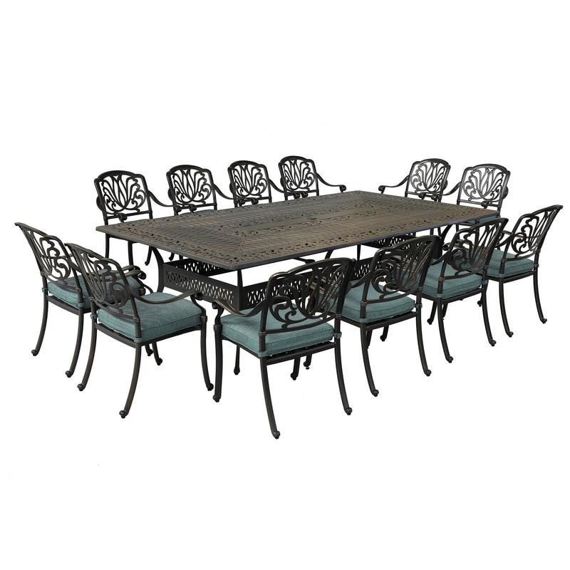 Ensemble de salle à manger Manasquan 13 pièces en aluminium bronze par Havenside Home