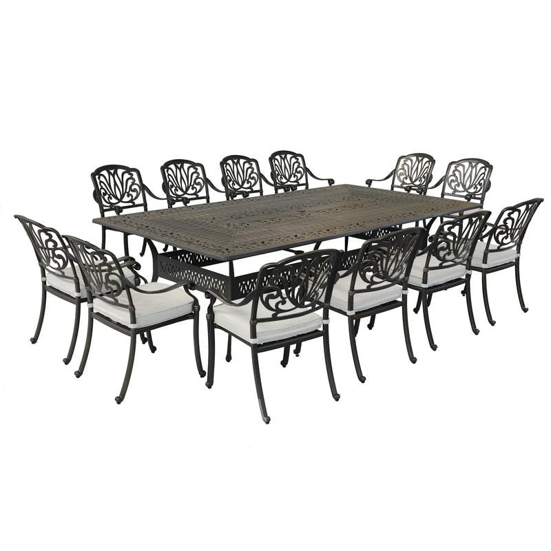 Ensemble de salle à manger Manasquan 13 pièces en aluminium bronze par Havenside Home