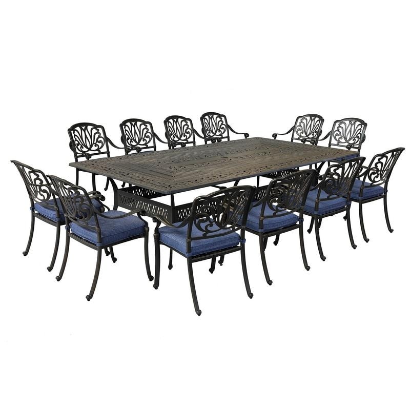 Ensemble de salle à manger Manasquan 13 pièces en aluminium bronze par Havenside Home