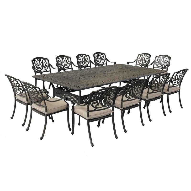 Ensemble de salle à manger Manasquan 13 pièces en aluminium bronze par Havenside Home
