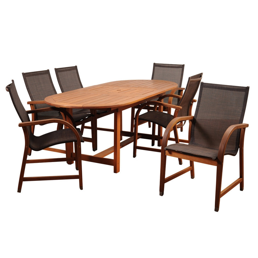 Ensemble de salle à manger d'extérieur Amazonia Miller 7 pièces en bois certifié FSC - 7 pièces