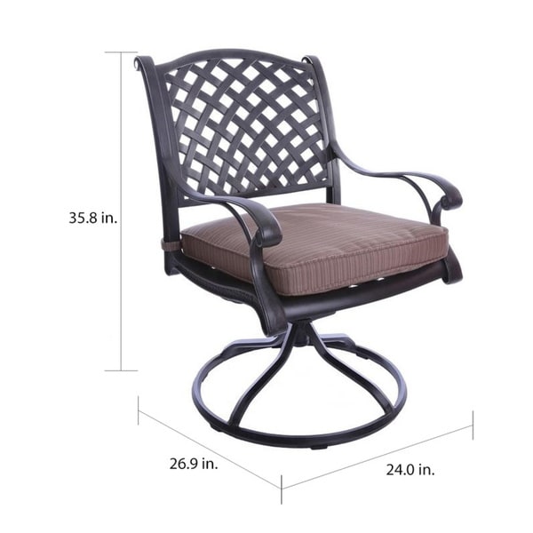 Ensemble de salle à manger rond en aluminium bronze vieilli South Ponto 5 pièces avec chaises pivotantes par Havenside Home