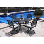 Ensemble de salle à manger rond en aluminium bronze vieilli South Ponto 5 pièces avec chaises pivotantes par Havenside Home