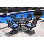 Ensemble de salle à manger rond en aluminium bronze vieilli South Ponto 5 pièces avec chaises pivotantes par Havenside Home