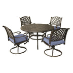 Ensemble de salle à manger rond en aluminium bronze vieilli South Ponto 5 pièces avec chaises pivotantes par Havenside Home