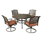 Ensemble de salle à manger rond en aluminium bronze vieilli South Ponto 5 pièces avec chaises pivotantes par Havenside Home