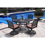 Ensemble de salle à manger rond en aluminium bronze vieilli South Ponto 5 pièces avec chaises pivotantes par Havenside Home