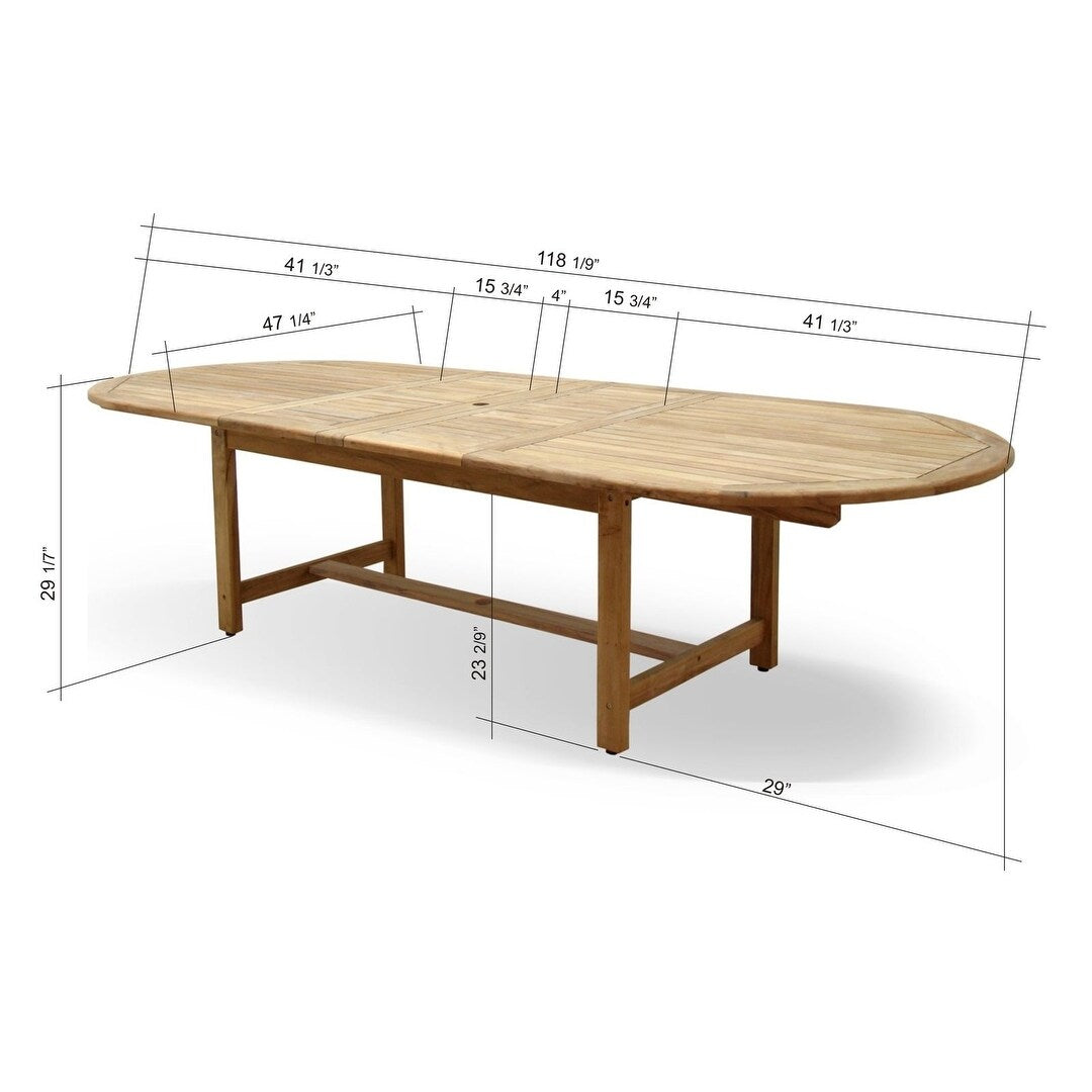 Ensemble de salle à manger d'extérieur extensible en teck Amazonia FSC - 9 pièces