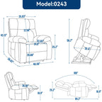 Fauteuils inclinables électriques à double moteur et massage thermique, position infinie, jusqu'à 350 lb, avec télécommande