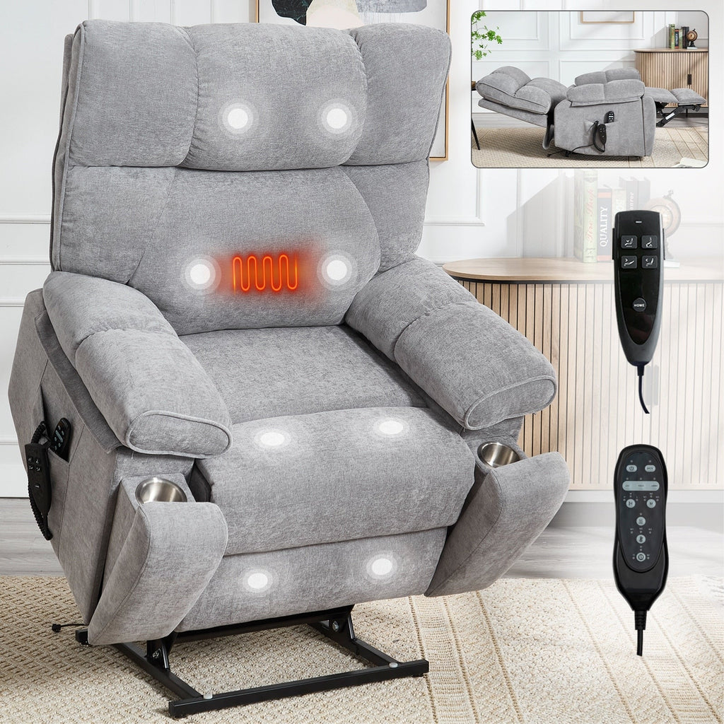Fauteuils inclinables électriques à double moteur et massage thermique, position infinie, jusqu'à 350 lb, avec télécommande