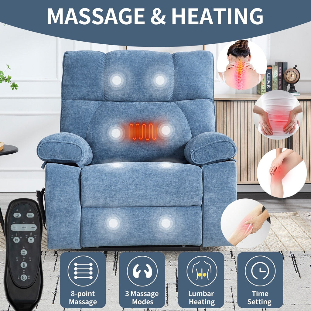 Fauteuils inclinables électriques à double moteur et massage thermique, position infinie, jusqu'à 350 lb, avec télécommande
