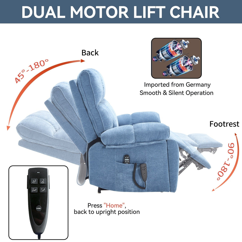 Fauteuils inclinables électriques à double moteur et massage thermique, position infinie, jusqu'à 350 lb, avec télécommande