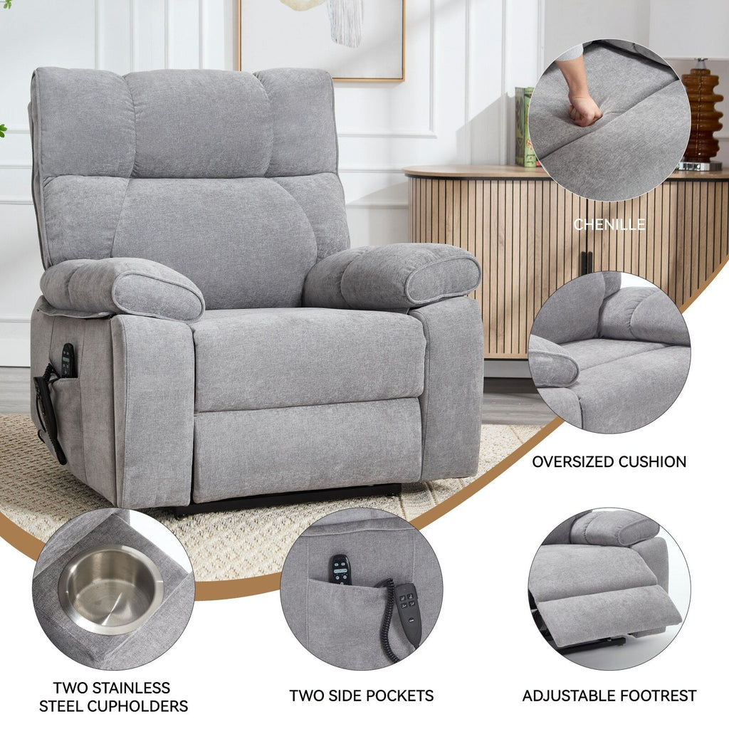 Fauteuils inclinables électriques à double moteur et massage thermique, position infinie, jusqu'à 350 lb, avec télécommande