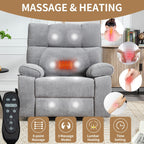 Fauteuils inclinables électriques à double moteur et massage thermique, position infinie, jusqu'à 350 lb, avec télécommande