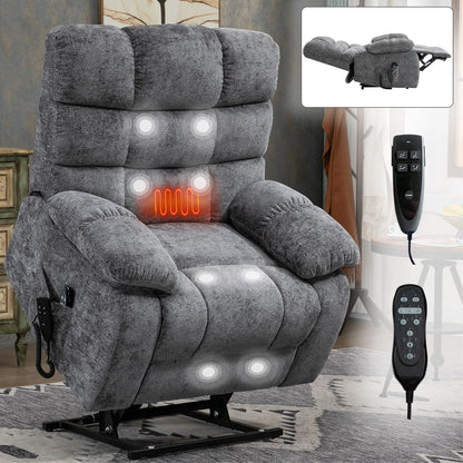 Fauteuil inclinable massant et chauffant, double moteur, positions infinies, télécommande