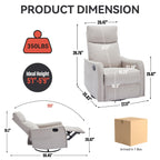 Fauteuil inclinable manuel à massage thermique, pivotant à 360°, avec bascule en tissu