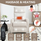 Fauteuil inclinable manuel à massage thermique, pivotant à 360°, avec bascule en tissu
