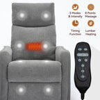 Fauteuil inclinable manuel à massage thermique, pivotant à 360°, avec bascule en tissu