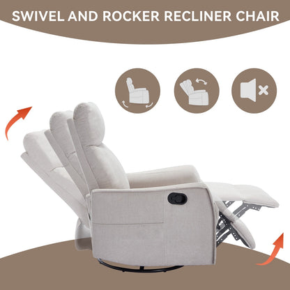 Fauteuil inclinable manuel à massage thermique, pivotant à 360°, avec bascule en tissu