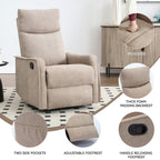 Fauteuil inclinable manuel à massage thermique, pivotant à 360°, avec bascule en tissu