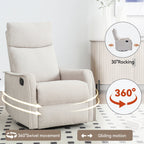Fauteuil inclinable manuel à massage thermique, pivotant à 360°, avec bascule en tissu