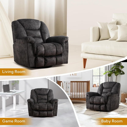 Fauteuil inclinable à bascule surdimensionné, pivotant à 360°, manuel, pour salon