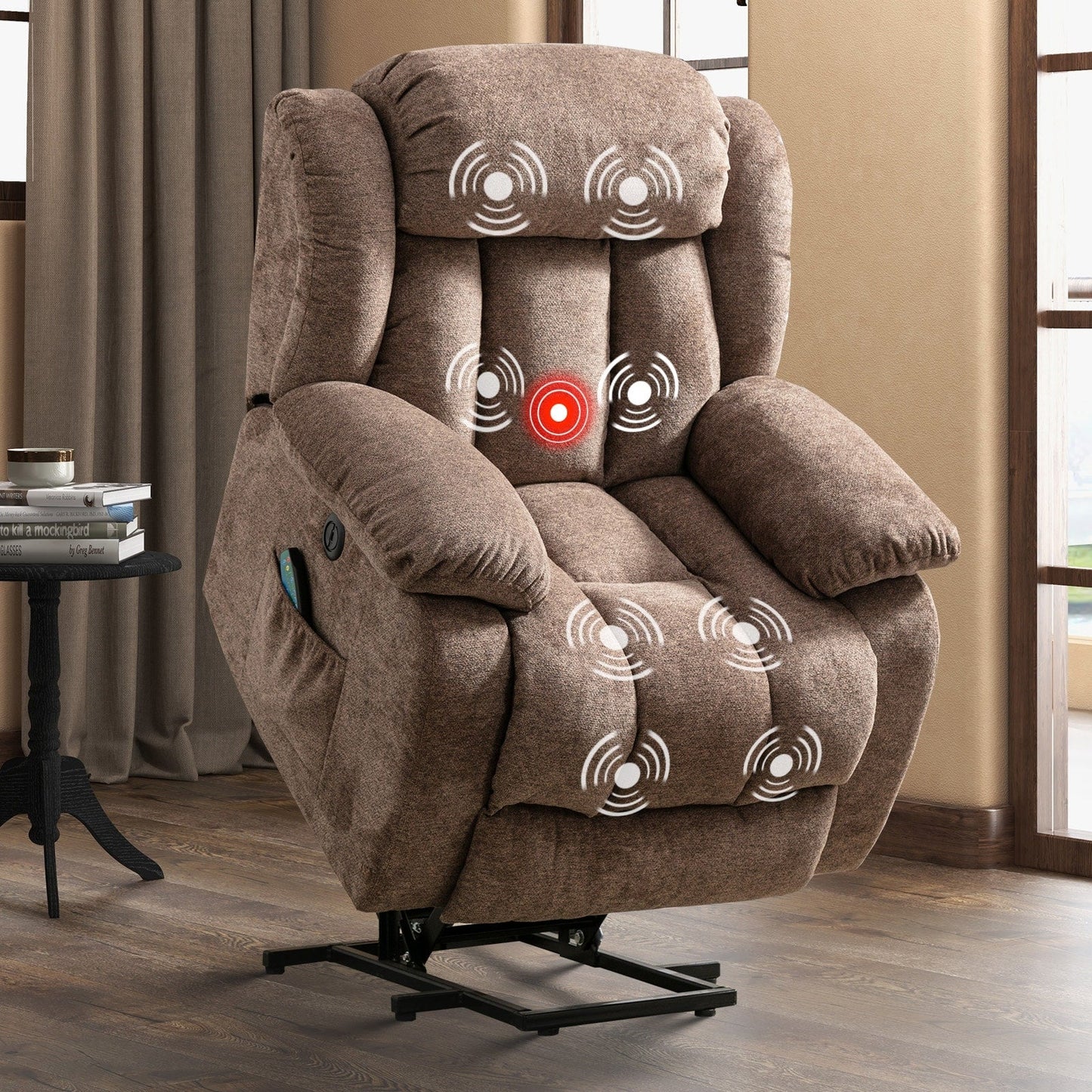 Fauteuil inclinable à bascule surdimensionné, pivotant à 360°, manuel, pour salon