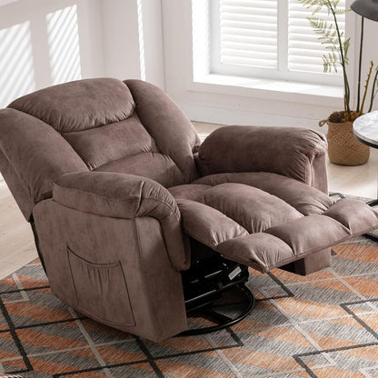 Fauteuil inclinable à bascule surdimensionné, pivotant à 360°, manuel, pour salon