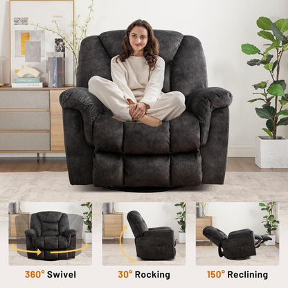 Fauteuil inclinable à bascule surdimensionné, pivotant à 360°, manuel, pour salon