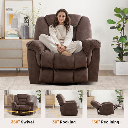 Fauteuil inclinable à bascule surdimensionné, pivotant à 360°, manuel, pour salon