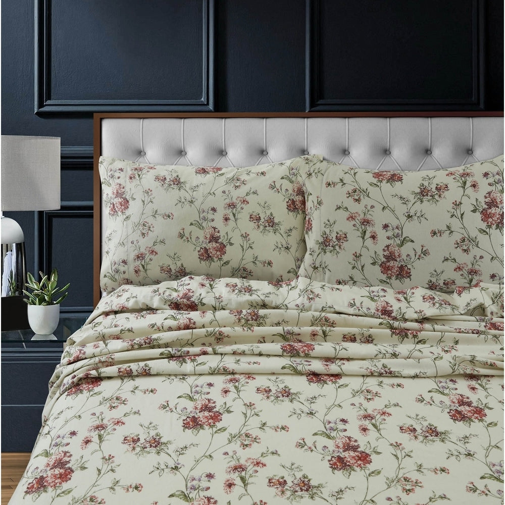 Parure de draps à poches extra profondes en flanelle de coton épais 200 g/m² imprimée
