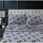 Parure de draps à poches extra profondes en flanelle de coton épais 200 g/m² imprimée