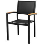 Ensemble de salle à manger d'extérieur Heck 13 pièces en teck FSC et aluminium pour 12 personnes, table extensible et chaises empilables, noir anthracite