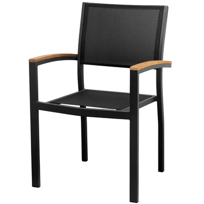 Ensemble de salle à manger d'extérieur Heck 13 pièces en teck FSC et aluminium pour 12 personnes, table extensible et chaises empilables, noir anthracite