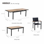Ensemble de salle à manger d'extérieur Heck 13 pièces en teck FSC et aluminium pour 12 personnes, table extensible et chaises empilables, noir anthracite