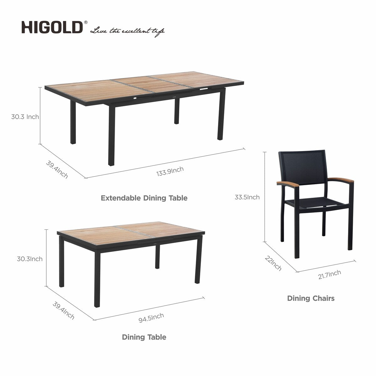 Ensemble de salle à manger d'extérieur Heck 13 pièces en teck FSC et aluminium pour 12 personnes, table extensible et chaises empilables, noir anthracite