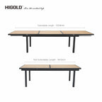 Ensemble de salle à manger d'extérieur Heck 13 pièces en teck FSC et aluminium pour 12 personnes, table extensible et chaises empilables, noir anthracite