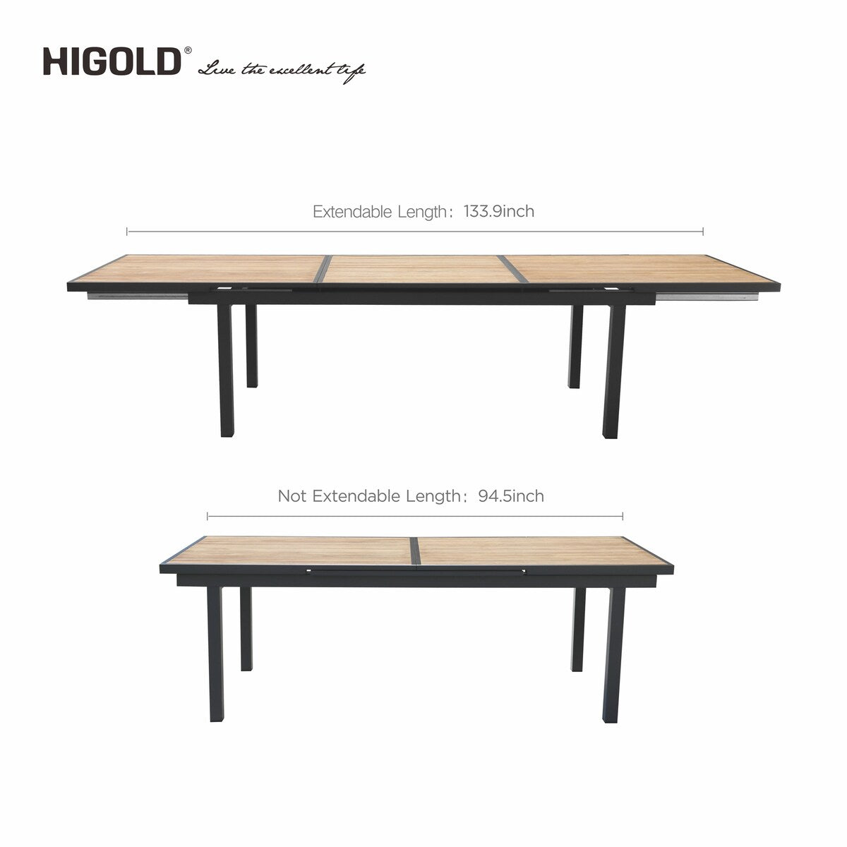 Ensemble de salle à manger d'extérieur Heck 13 pièces en teck FSC et aluminium pour 12 personnes, table extensible et chaises empilables, noir anthracite